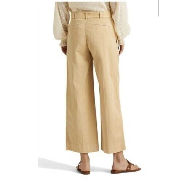 Lauren Ralph Lauren Women's Micro-Sanded Twill Belted Wide Pale Parchment 16 - Picture 2 of 7